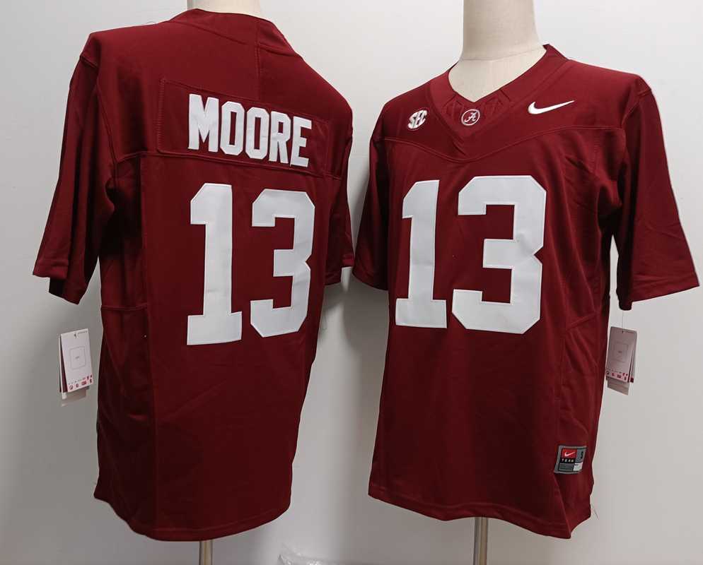 Men%27s Alabama Crimson Tide #13 Malachi Moore Red FUSE College Stitched Jersey